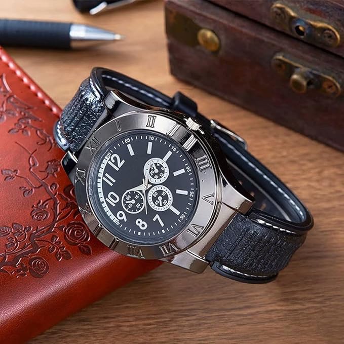 π₯β Military USB Lighter Watch for Men β Windproof, Rechargeable & Stylish Gift π