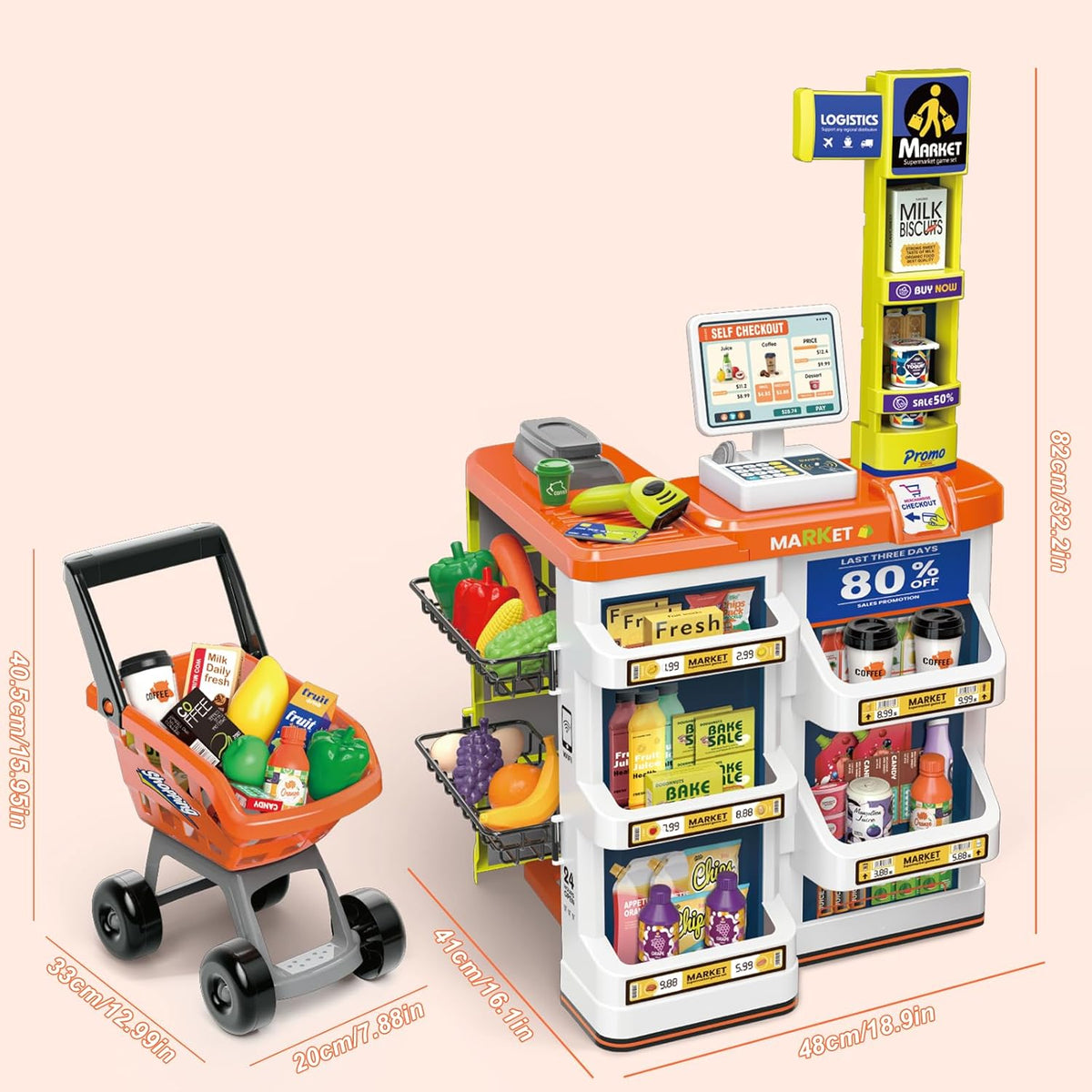 π Supermarket Play Set for Kids (60 pcs) β Shop, Scan & Play! π§π
