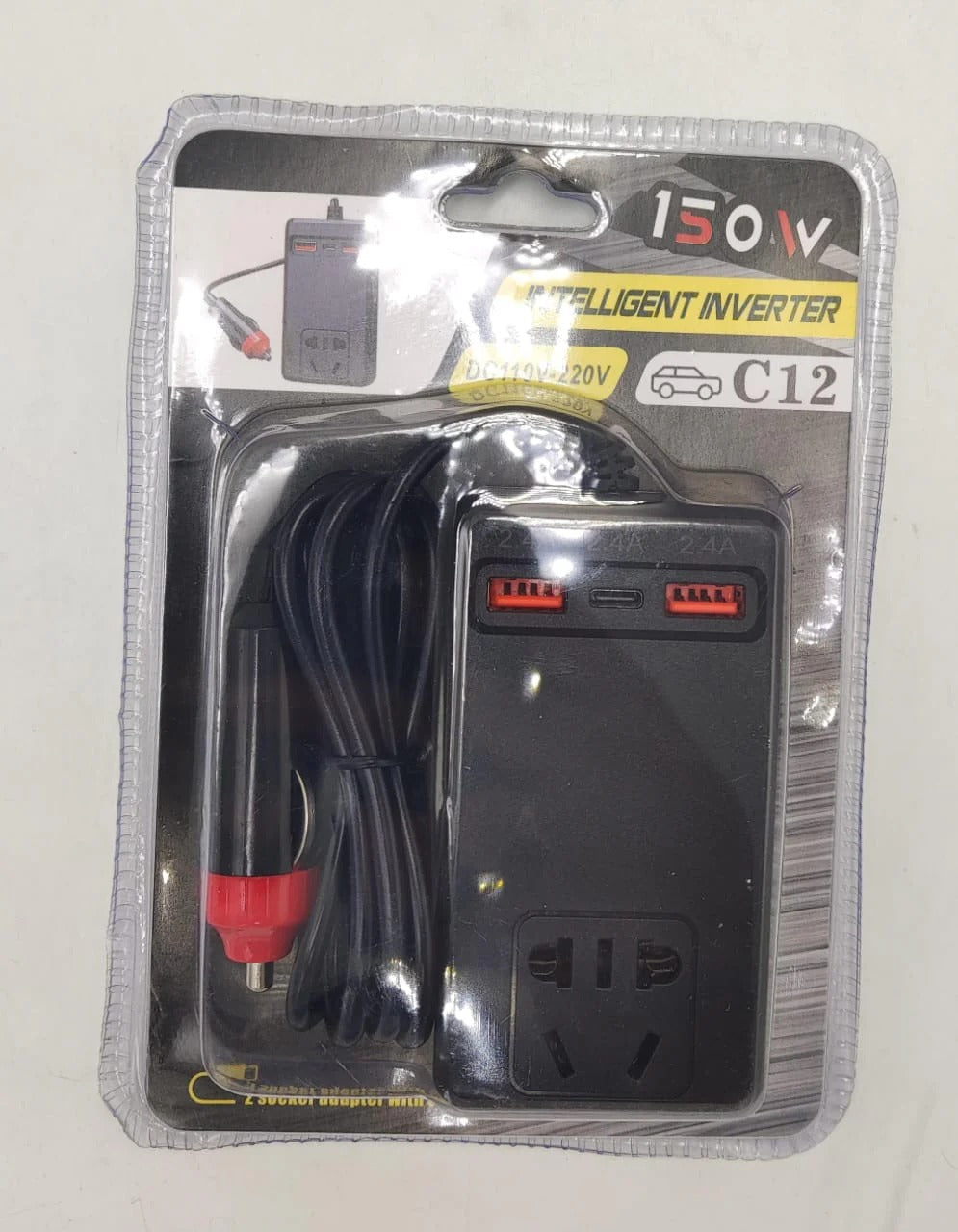 C12 Intelligent Car Power Inverter β‘ | 150W AC Converter with USB-A & USB-C Ports ππ